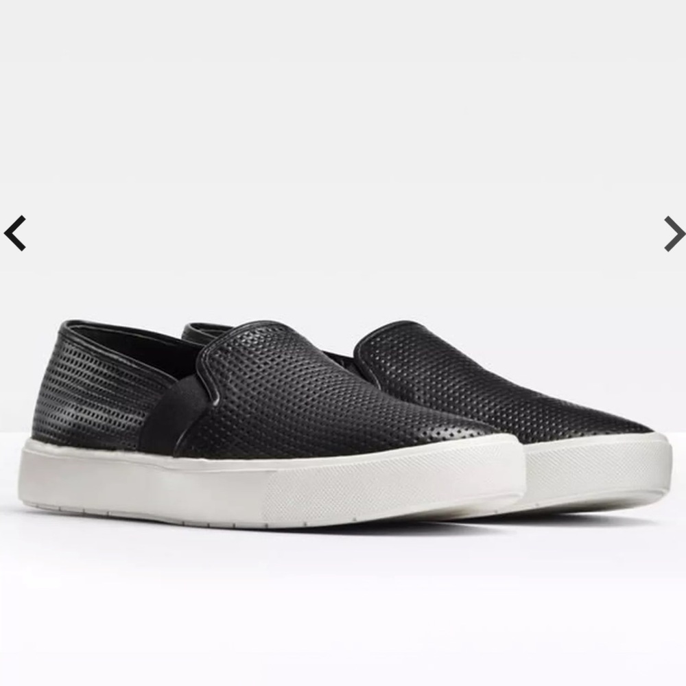 Vince Perforated Leather Blair‎ Sneaker Loafers Sleek Slip-On Black Shoes